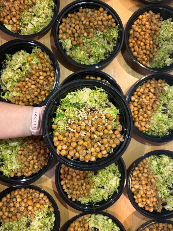 VEGETARIAN Shaved Brussels Sprouts Salad with Crispy Chickpeas