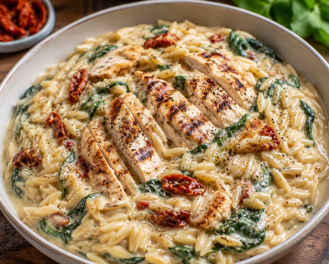 Catering: 2-Portion Creamy Tuscan Chicken Orzo